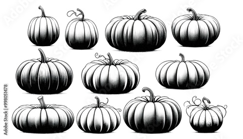 Pumpkin detail depiction illustration