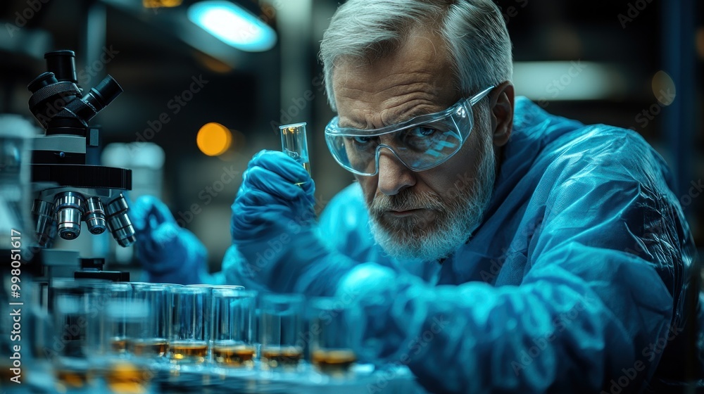 Focused Scientist in a Laboratory Setting Focused Scientist in a Laboratory Setting