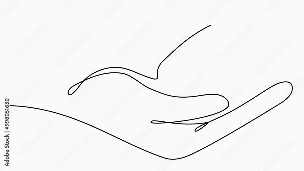 Animated hand holding arrow with growth graph continuous line drawing. Animated hand holding arrow with growth graph continuous line drawing.