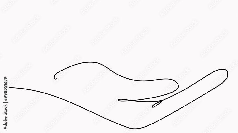 Hand hold arrow up continuous line drawing animated video. Hand hold arrow up continuous line drawing animated video.