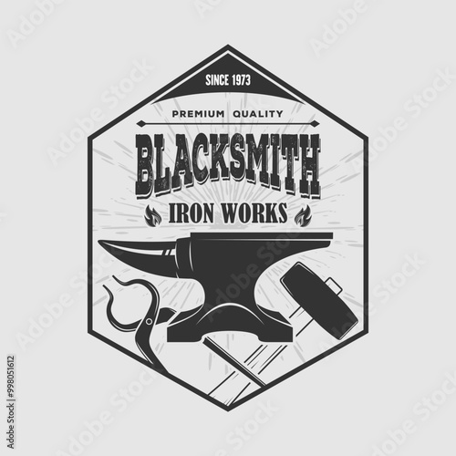 Blacksmith logo design template. Vector illustration