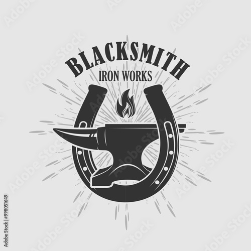 Blacksmith logo design template. Vector illustration