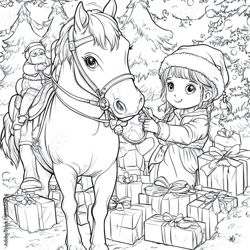 Beautiful Horse Coloring Page, Equestrian Animal Colouring Design for Your Corporate Books and Business Graphic Resource or Creative Project, Ai Generative