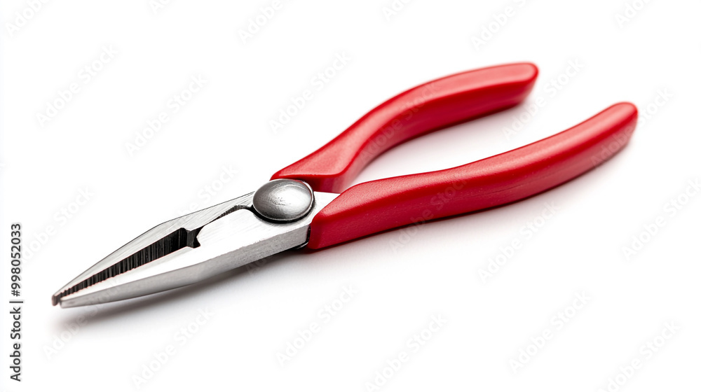 Red-handled pliers resting on a neutral background with a focus on craftsmanship and utility Red-handled pliers resting on a neutral background with a focus on craftsmanship and utility