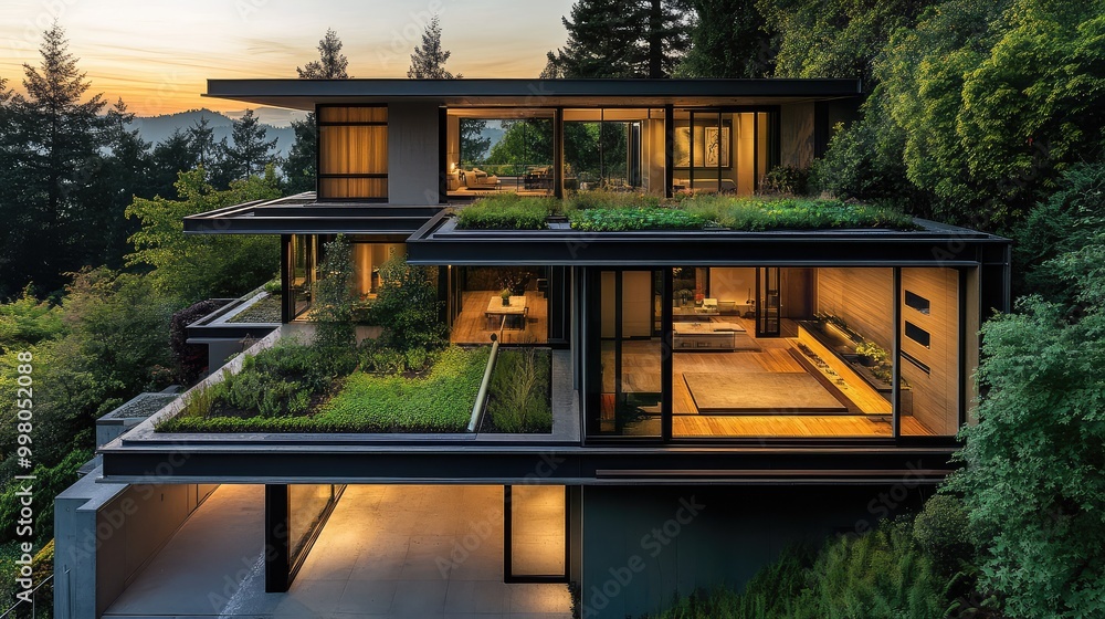 Oxygen Minimalist Structural Design Scheme Reference: Modern House With Rooftop Garden And Oxygen Tubes Minimalist Design