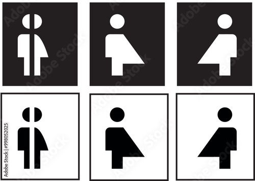 Set of 3 PCS Gender neutral toilet sign concept. unisex or transgender. Vector illustration