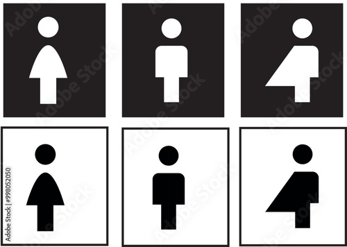 Set of gender neutral toilet sign concept. Male, female and unisex or transgender. Vector illustration