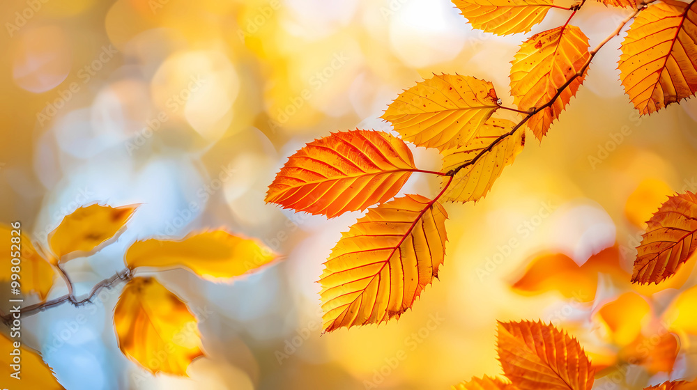 Beautiful yellow red and orange leaves in an autumn park on a br Beautiful yellow red and orange leaves in an autumn park on a br