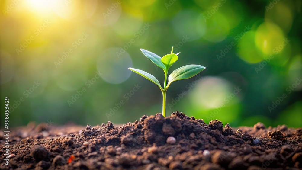 Flourishing sapling in fertile soil symbolizing growth and advancement Flourishing sapling in fertile soil symbolizing growth and advancement