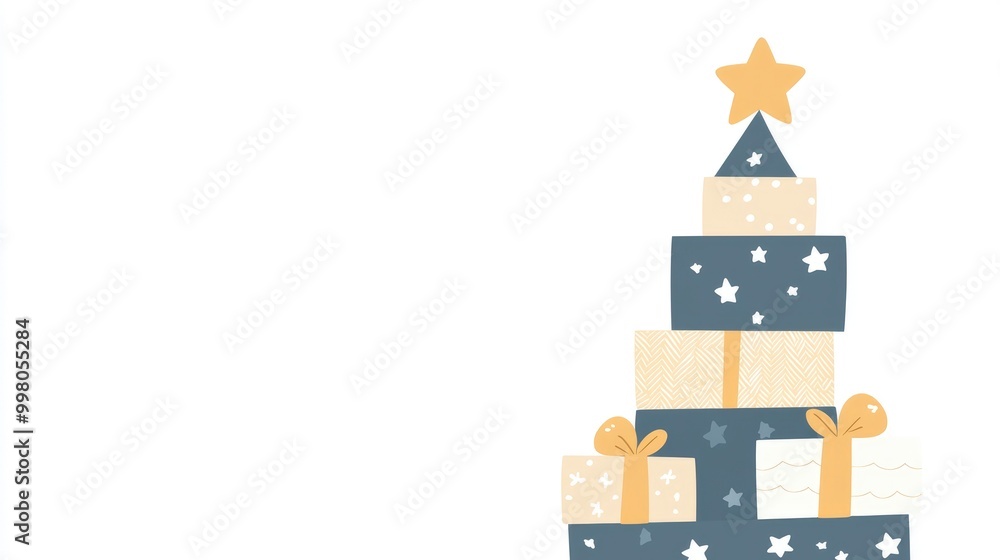 Christmas Tree Made of Presents with Copy Space Christmas Tree Made of Presents with Copy Space