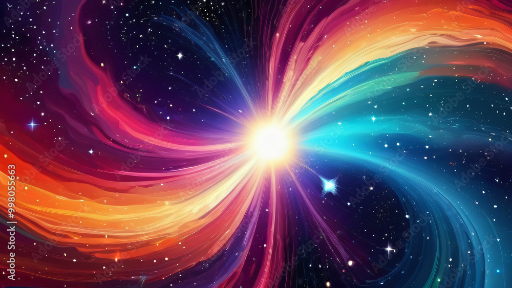 Fototapeta premium Colorful abstract wallpaper texture background illustration, Universe and time travel between stars and planets