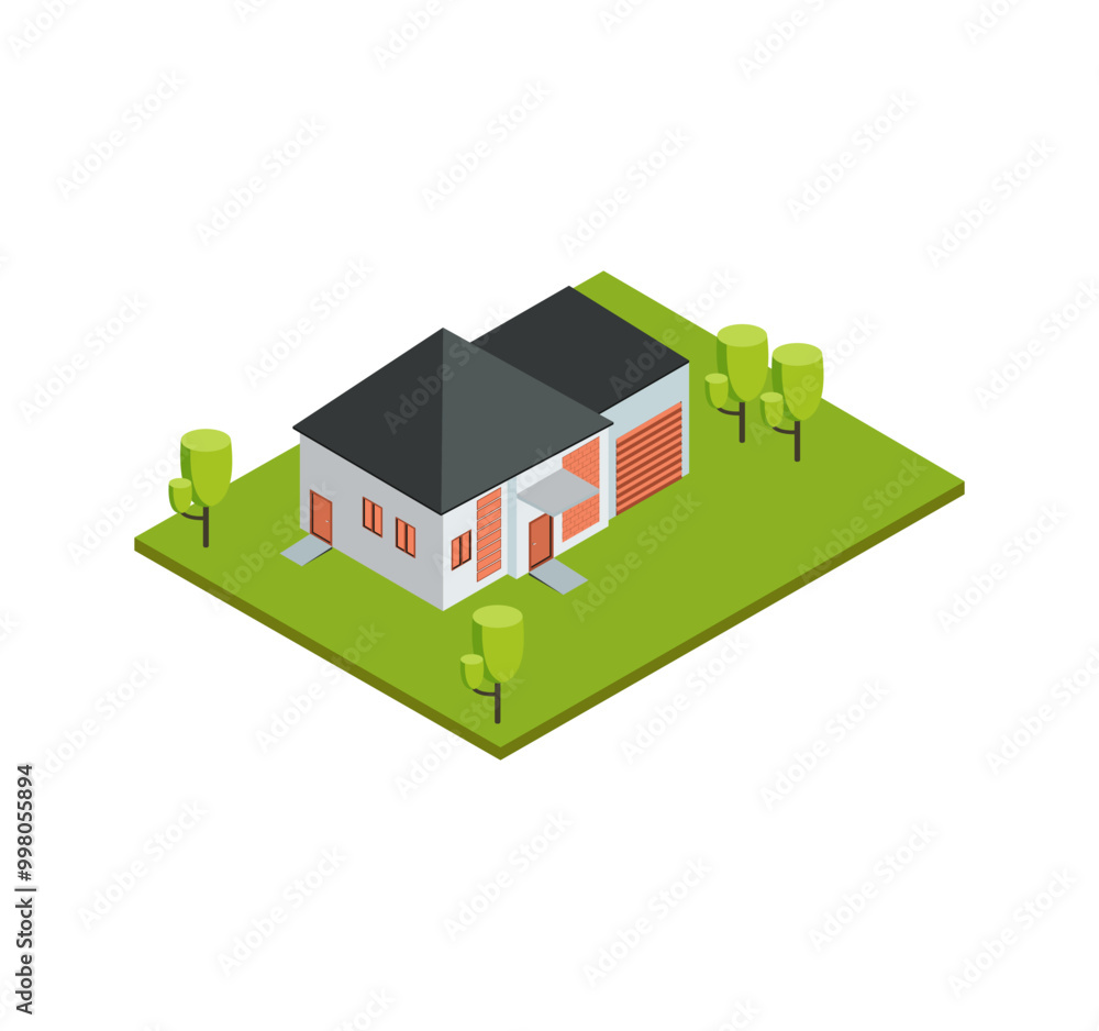 House Building Isometric Illustrations for Real Estate Marketing