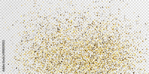 Gold shimmering Dust. Bokeh Lights. Festive Designs. Gold png dust light. Bokeh light lights effect background. Christmas background of shining dust. Christmas glowing light confetti and spark overlay