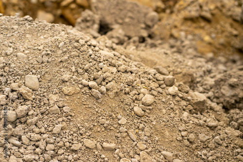 Site at a mining processing plant. A pile of stones