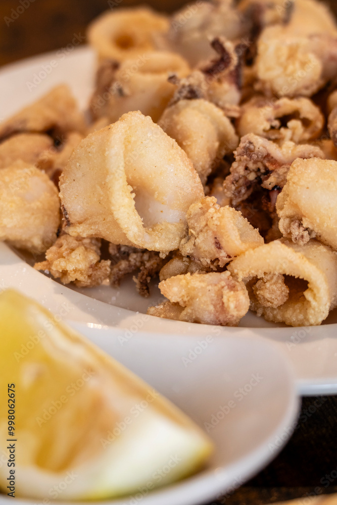 Andalusian style squid, D’TAPAS, Palamós, Girona, Catalonia, Spain Andalusian style squid, D’TAPAS, Palamós, Girona, Catalonia, Spain