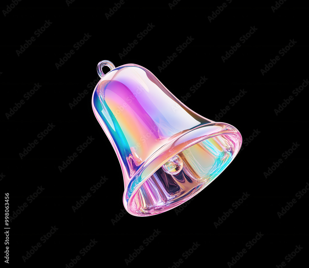 3d bell icon isolated on black background. Realistic render hologram ringing bell. 3d bell icon isolated on black background. Realistic render hologram ringing bell.