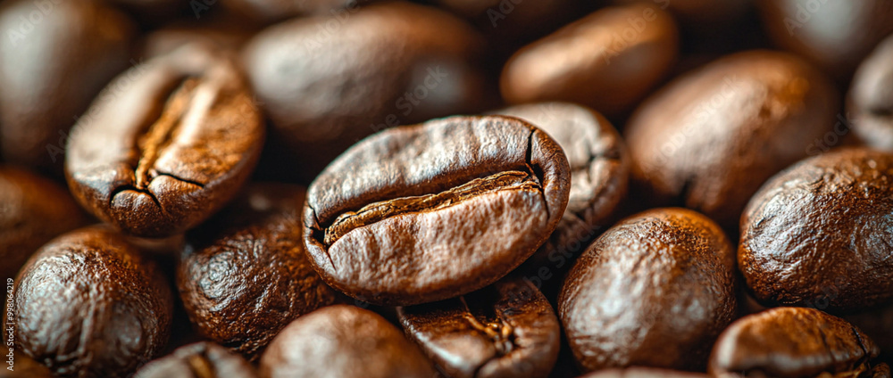 Geröstete Kaffeebohnen in Nahaufnahme Geröstete Kaffeebohnen in Nahaufnahme