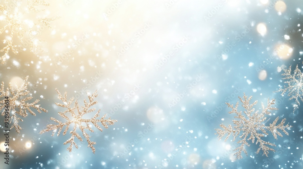 Stunning abstract light blue holiday background with subtle snowflakes and shimmering lights, perfect for winter celebrations Stunning abstract light blue holiday background with subtle snowflakes and shimmering lights, perfect for winter celebrations