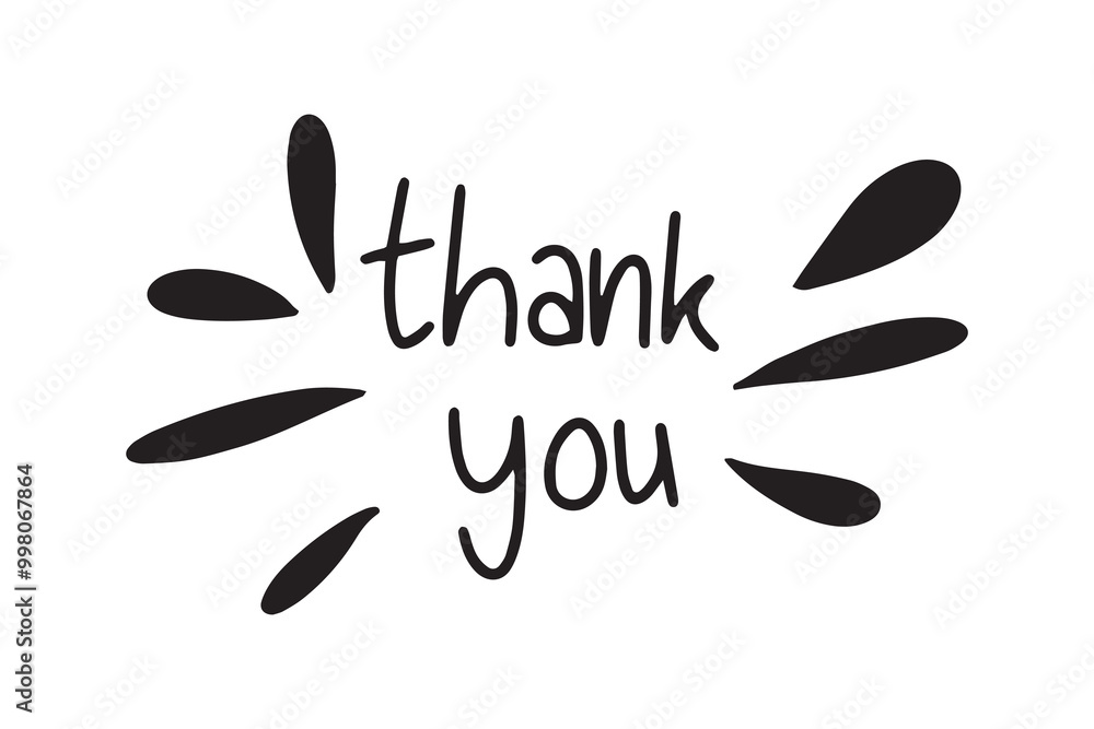 Obraz premium Thank you Calligraphy, vector, black color. handwritten. Thank you text isolated on white background. Vector icon