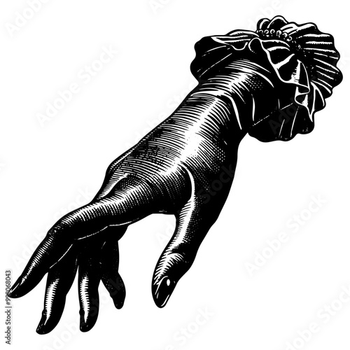 ビクトリア朝の装飾的な女性の手の銅版画のベクターイラスト。