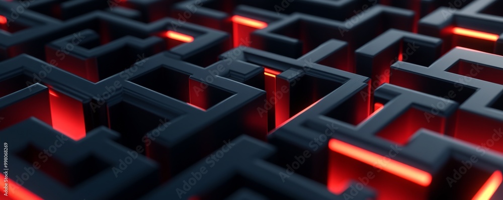 Abstract Futuristic Maze with Intersecting Sharp Edges - 3D Illustration of Complex Design Abstract Futuristic Maze with Intersecting Sharp Edges - 3D Illustration of Complex Design