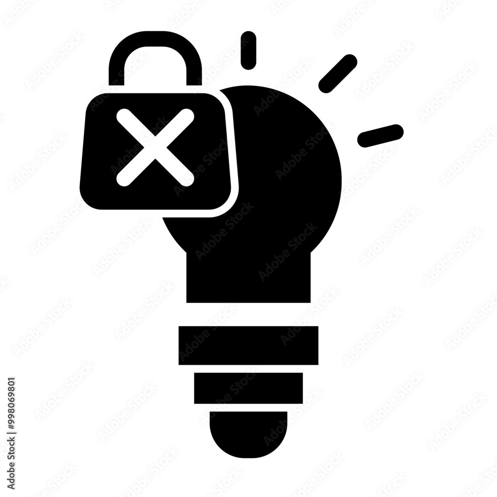 intellectual property denied glyph icon intellectual property denied glyph icon