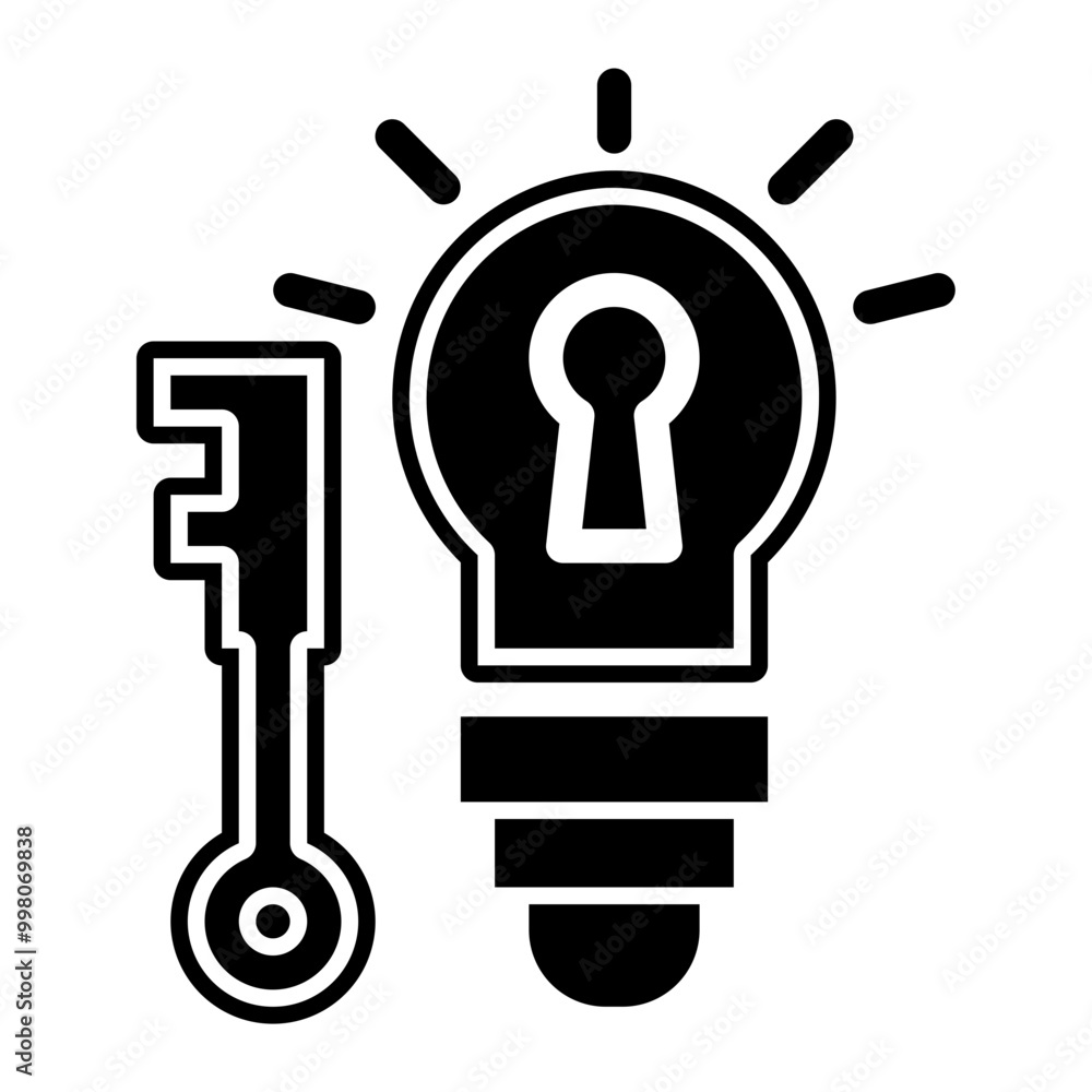 key and lock intellectual property glyph icon key and lock intellectual property glyph icon