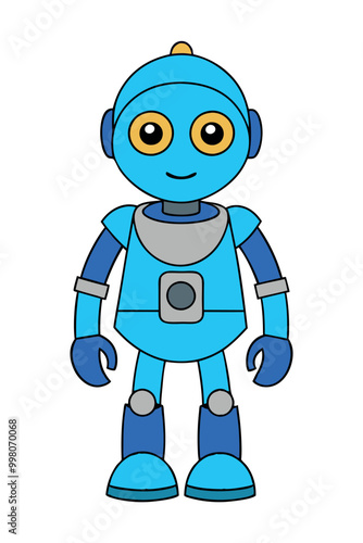    Humanoid robot vector outline illustration.
