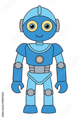    Humanoid robot vector outline illustration.
