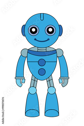    Humanoid robot vector outline illustration.
