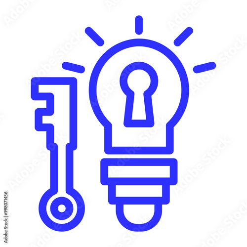 key and lock intellectual property line icon