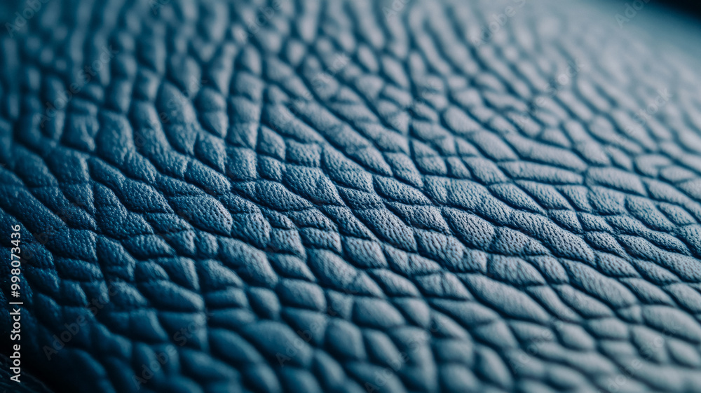 Closeup of frosty blue leather with a subtle fine grain texture and a cool matte finish evoking a winter chill Closeup of frosty blue leather with a subtle fine grain texture and a cool matte finish evoking a winter chill