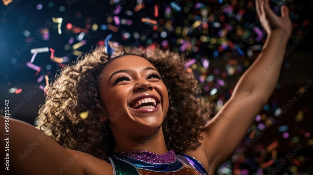Joyful Celebration Under Confetti Shower Joyful Celebration Under Confetti Shower