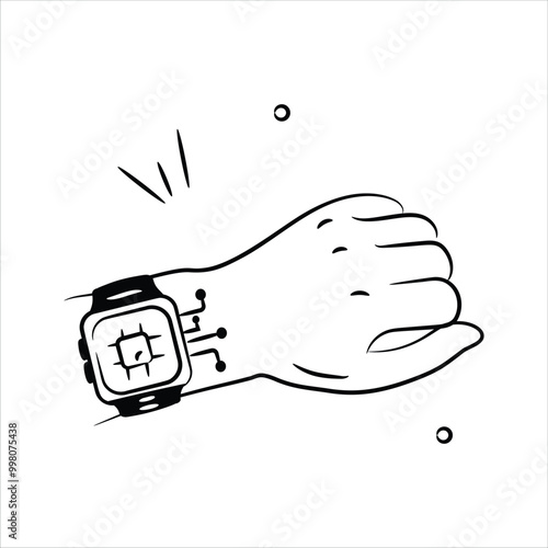 A smartwatch with a chip, symbolizing wearable AI technology for daily use