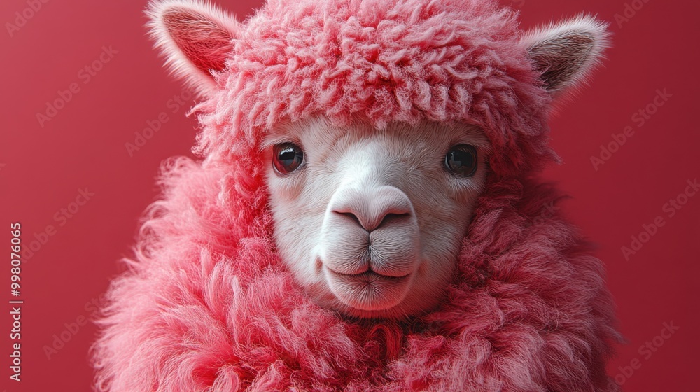 3D Styled Alpaca with Fluffy Coat against a Gradient Background for Creative Projects 3D Styled Alpaca with Fluffy Coat against a Gradient Background for Creative Projects