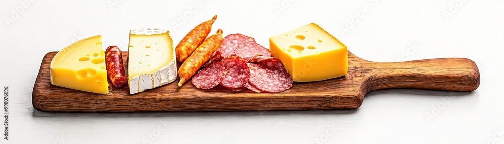 A hand-carved wooden charcuterie board with artisan cheeses and cured meats, Rustic elegance, Realistic, Soft shadows, Natural lighting A hand-carved wooden charcuterie board with artisan cheeses and cured meats, Rustic elegance, Realistic, Soft shadows, Natural lighting