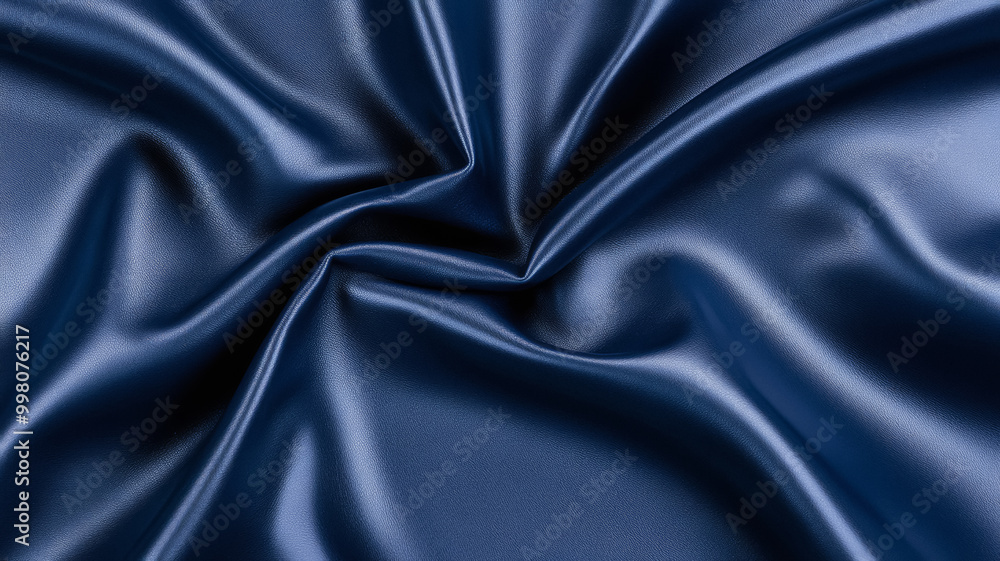 Fototapeta premium Deep slate blue leather with a smooth slightly glossy finish capturing the depth of icy winter waters 