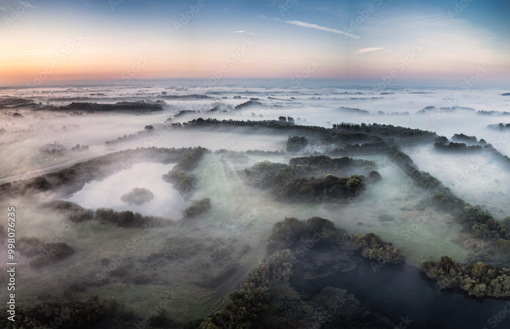 Obraz premium Small artificial lakes in the outskirts of Hedensted, Denmark