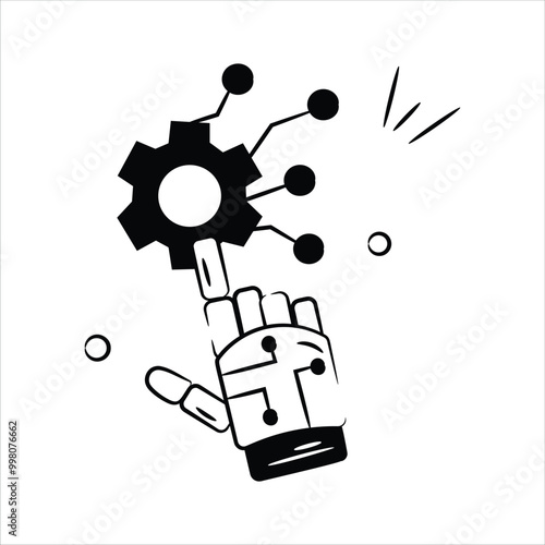 A robotic hand interacting with gears, representing AI controlling robotic systems
