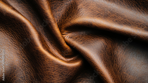 Distressed dark brown leather with rugged textures and visible wrinkles showing character and natural wear 