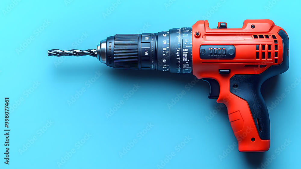 Sleek Red Power Drill on a Blue Background in a Flat Lay
Sleek Red Power Drill on a Blue Background in a Flat Lay