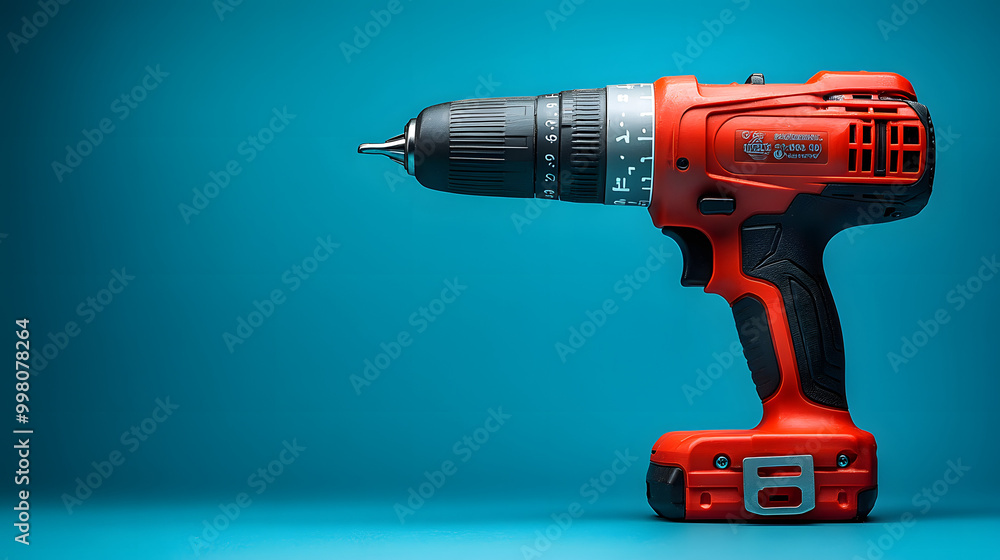 Sleek Red Power Drill on a Blue Background in a Flat Lay
Sleek Red Power Drill on a Blue Background in a Flat Lay