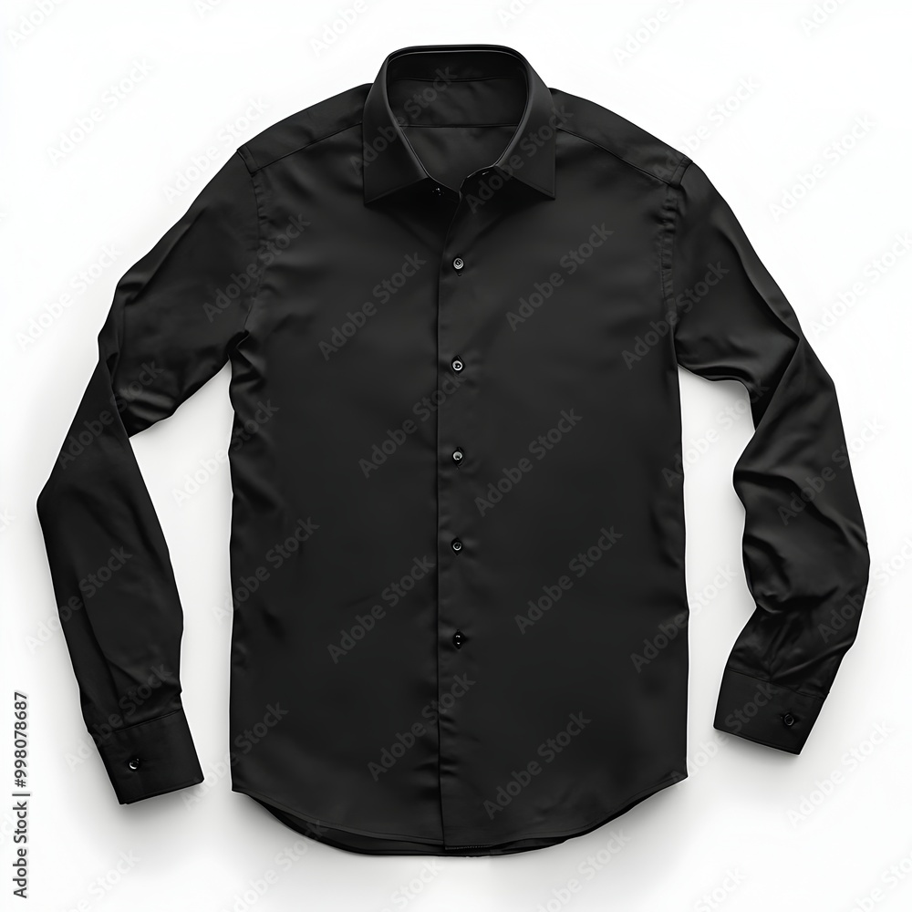 Black Shirt Flatlay on Plain White Background for Fashion and Apparel Imagery Black Shirt Flatlay on Plain White Background for Fashion and Apparel Imagery