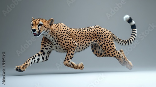 Dynamic 3D Cheetah Sprinting Against a Vibrant Gradient Background for Creative Projects photo