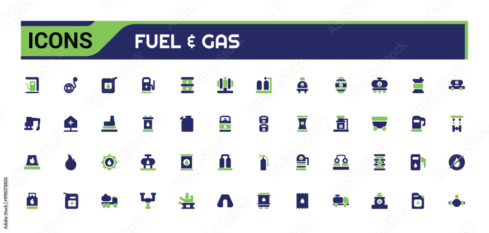 Fuel and gas filled color icon set. Colorufl icons includes fuel tank ...