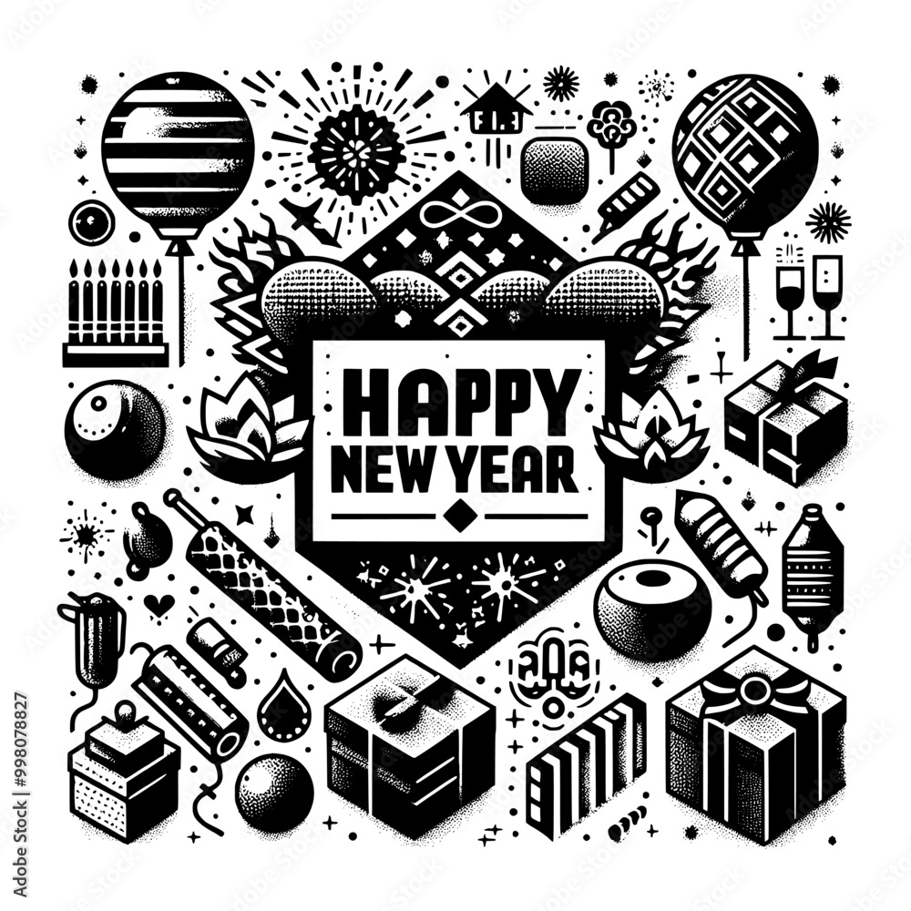 Obraz premium happy new year celebration fireworks design template