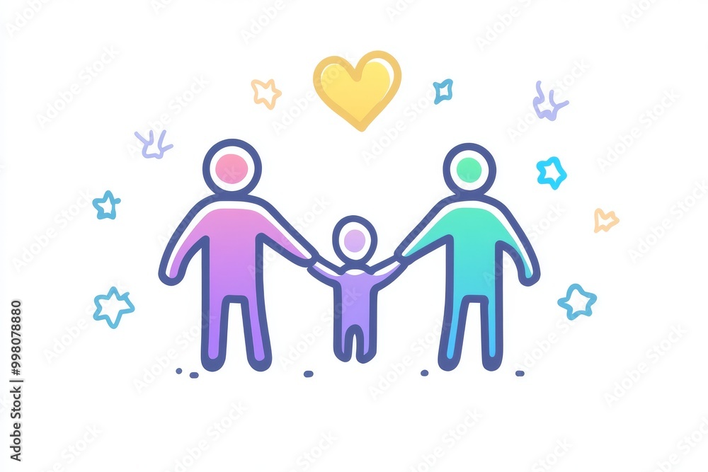 Abstract family icon with colorful lines heart symbol and playful design elements representing love care and unity in a simple modern and minimalistic illustration Abstract family icon with colorful lines heart symbol and playful design elements representing love care and unity in a simple modern and minimalistic illustration