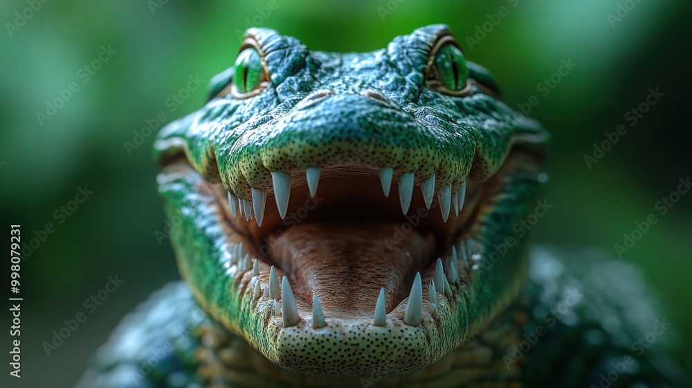 Obraz premium 3D Style Crocodile with Open Mouth - Perfect for Animal Illustrations or Graphic Designs