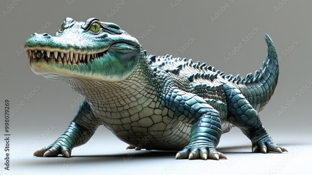 Fototapeta premium 3D Style Crocodile with Powerful Tail in Gradient for Creative Projects
