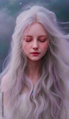 Beautiful young woman sitting alone